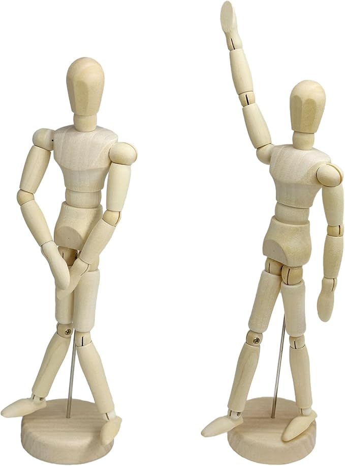 Maniquí de Madera Flexible para Dibujo, 2 Piezas, 22.3 cm miniatura 2