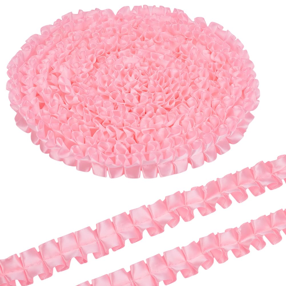 Dentelle organza plissée rose UNICRAFTALE ruban de couture et applique vintage ruban