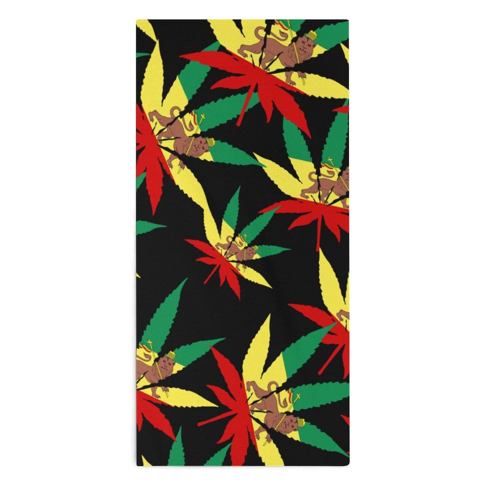 NCLQVJXZKHW Jamaica Weed Rasta Lion Leaf Hand Towels Soft Face Towel Gym Bathroom Travel Hotel 13"x28"