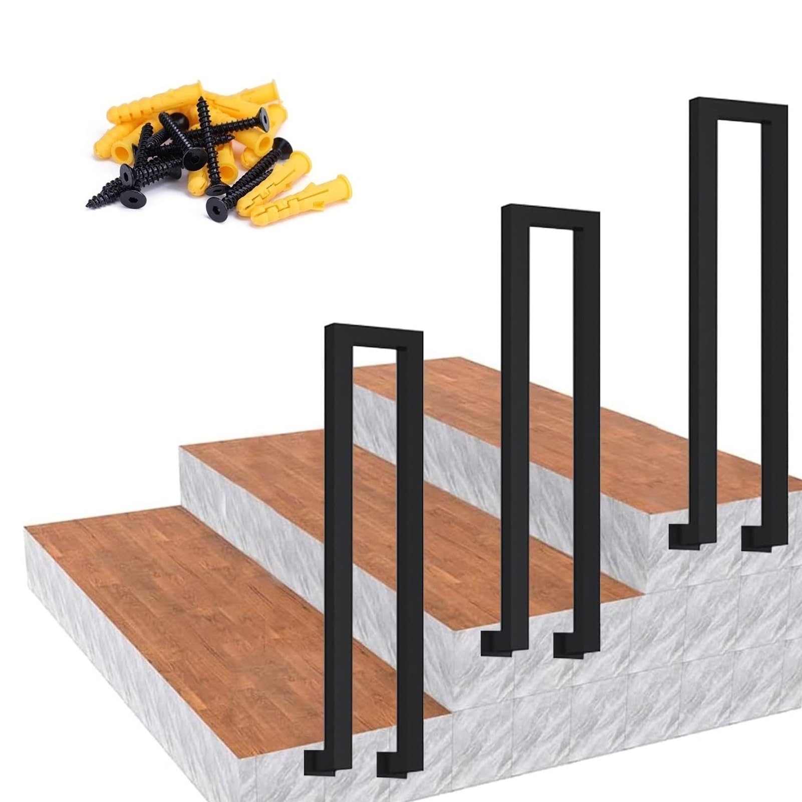 Handlauf für Treppen, Handlauf für Veranda, außen für Terrassendielen, Passend für 1-Stufen-Übergangs-Handlauf aus Schmiedeeisen, seitlich an der Wand montierter Sicherheits-Haltegriff, Geländer-Set (