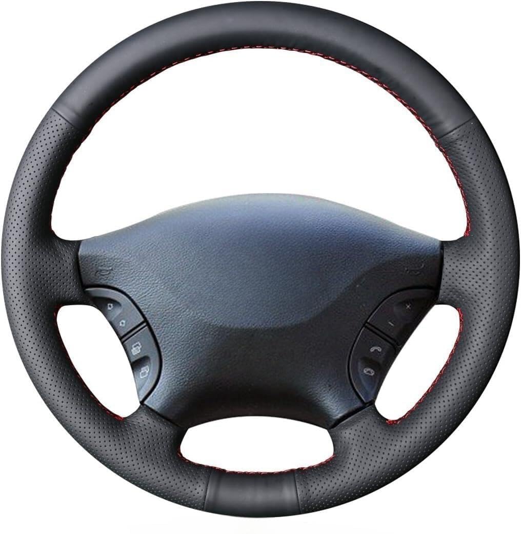 MEWANT Funda de Volante a Medida para Coser Mercedes-Benz Viano | W639 Viano 2006-2011 / Vito 2010-2015 / Crafter 2006-2016 negro cuero coche Cuero Microfibra Transpirable Duradero