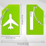 Luggage Tags, 6 Pack Silicone Suitcase Tags, Baggage Tags with Name ID Card and Stainless Steel Loops, Bright Color Luggage Tags for Suitcases Travel Bag, Green