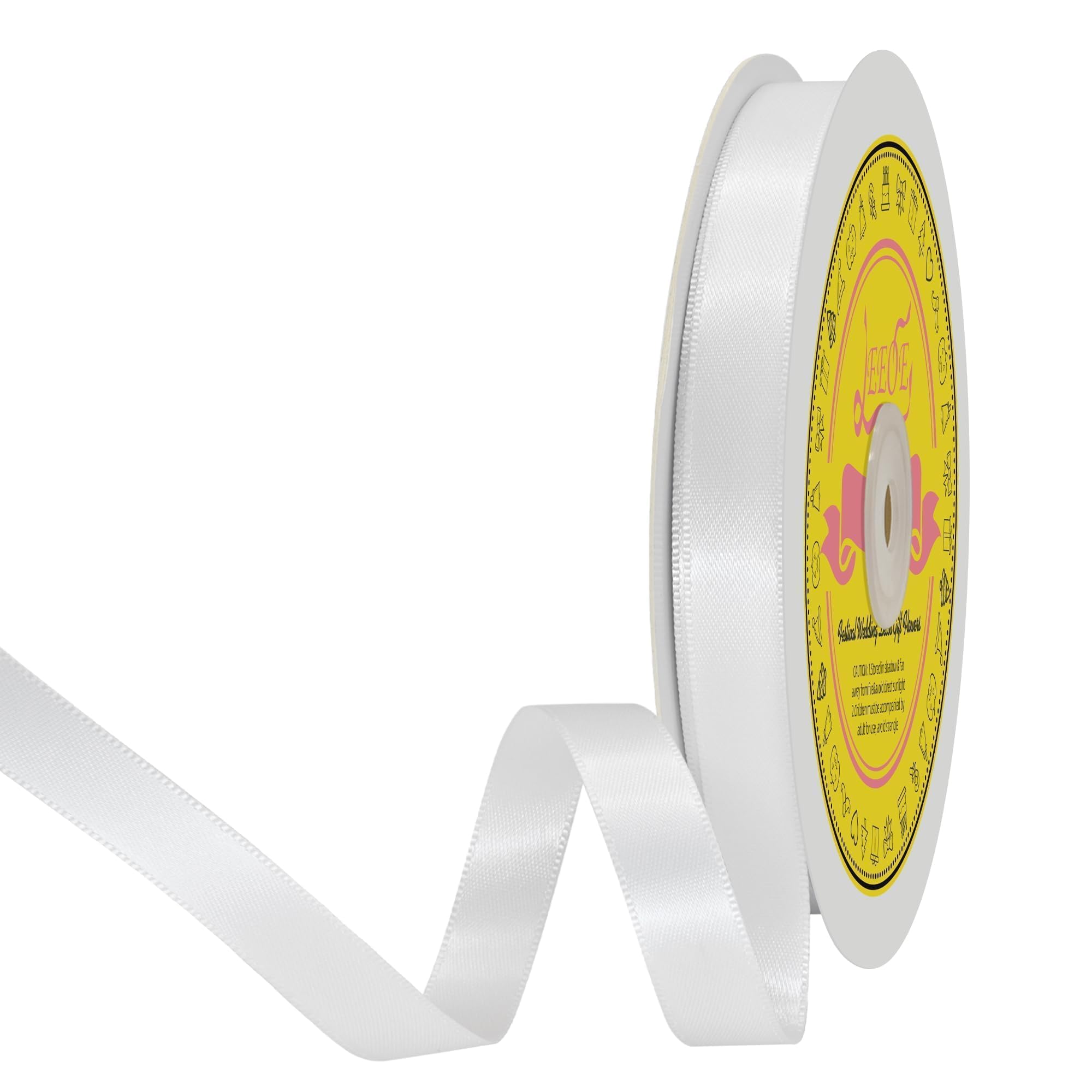 Double Face White Satin Ribbon 1/2 inch X 50 Yards Polyester White Ribbon for Gift Wrapping Very Suitable for Weddings Party Hair Bow Invitation Decorations and More