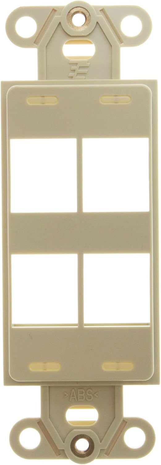 AMP Tyco 1-1479504-1 Modular Insert Frame Face-Plate, 4-Port, 1-Gang, Ivory (10 Pack)