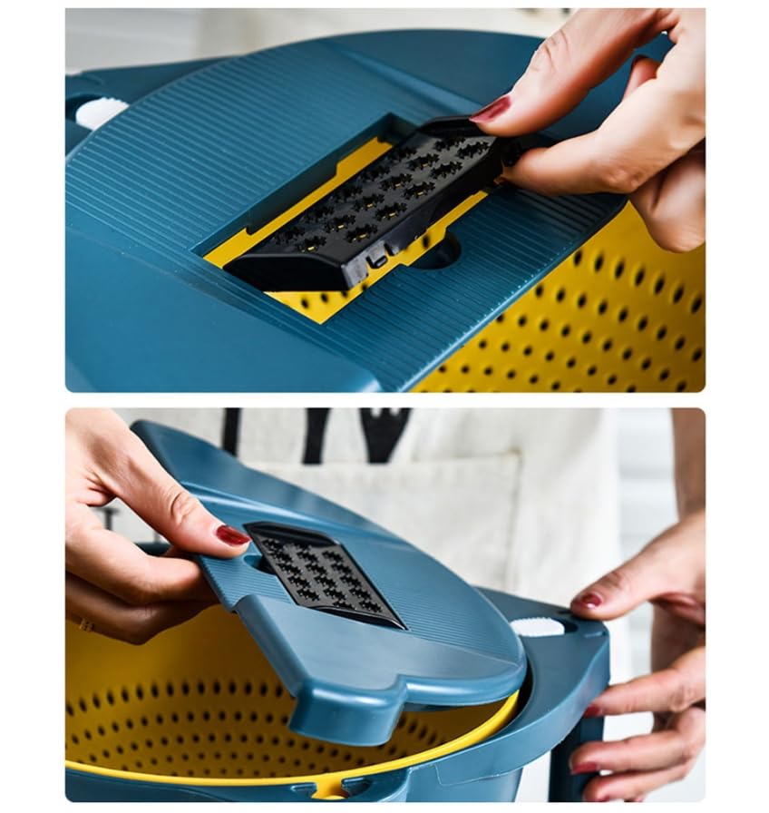 Luminexia Cortador De Verdura,Rallador De Verduras,Mandolina,con 6 Insertos de Cuchillas Intercambiables,Cuchillo para pelar y Protector de Mano,para Cebolla,ajo,Zanahoria,Patata,Ensalada