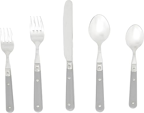 Ginkgo International Le Prix - Juego de cubiertos de acero inoxidable de 30 piezas, apto para lavavajillas, servicio para 6 personas, color gris