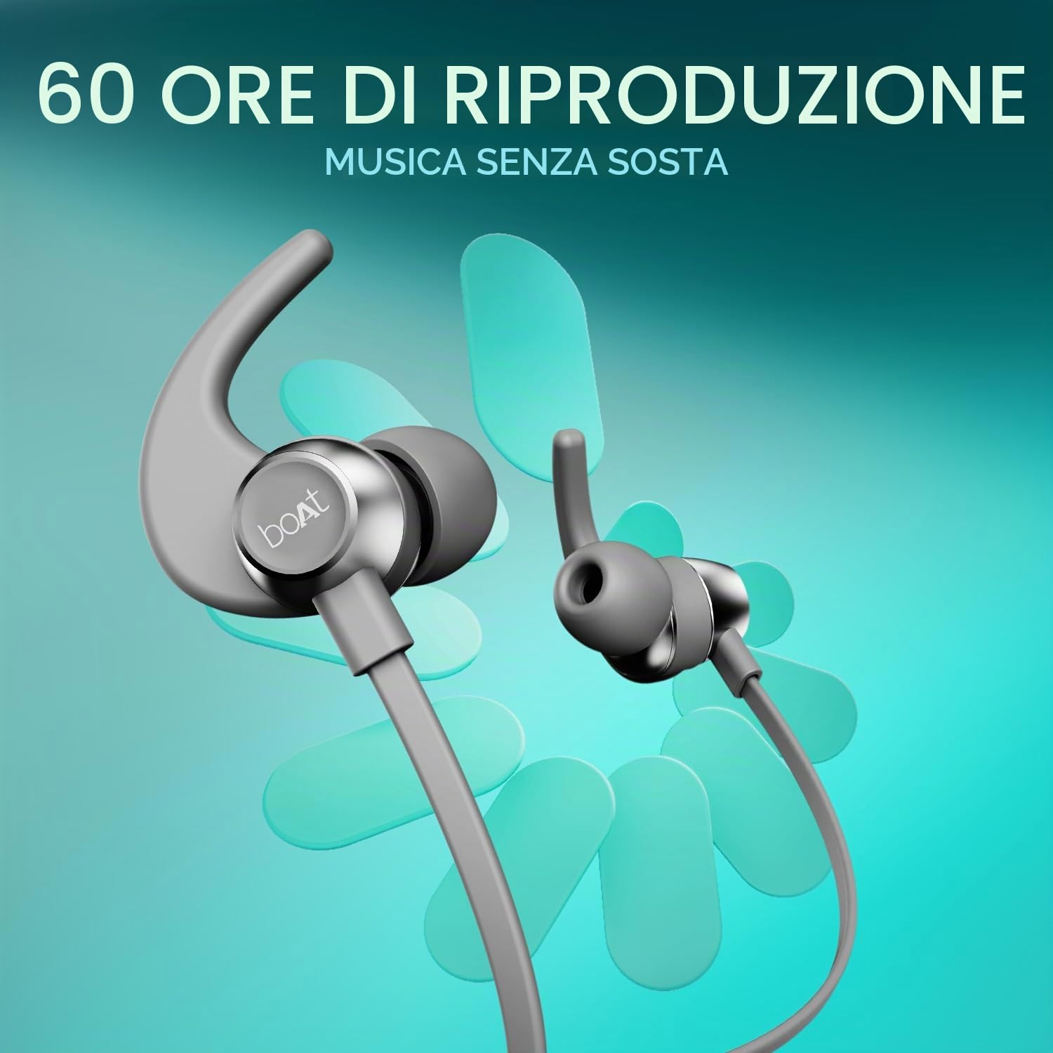 boAt Rockerz 255 Pro +, batteria 60 ore, ricarica rapida, IPX7, doppio accoppiamento, bassa latenza, auricolari magnetici, archetto da collo Bluetooth, wireless con microfono (grigio cosmico)