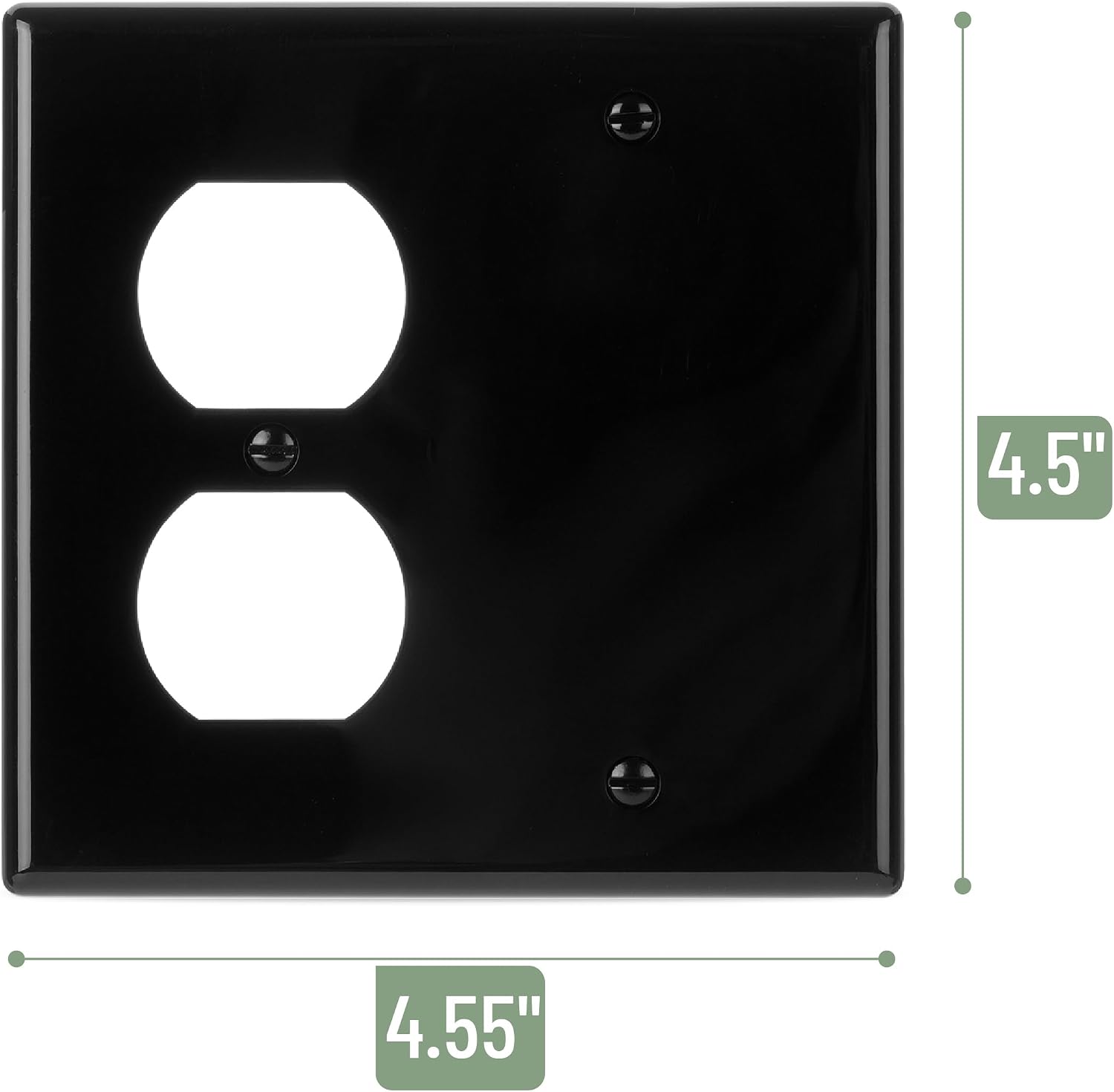 Bates- 2-Gang Combination Wall Plate, 2 Pack, 4.5" x 4.57", Black, 1 Duplex/1 Blank Standard Size with Matching Screws, 2 Gang Outlet Cover, Double Outlet Cover Plate image 3