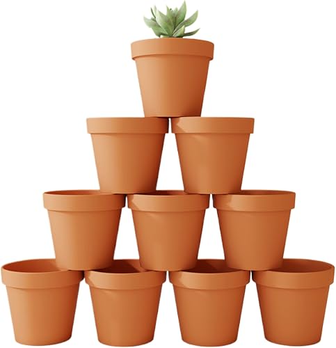 ESMISMO 10-Pack Terracotta Pots with Saucers, 1.5 Inch Small Clay Plant Pots wit