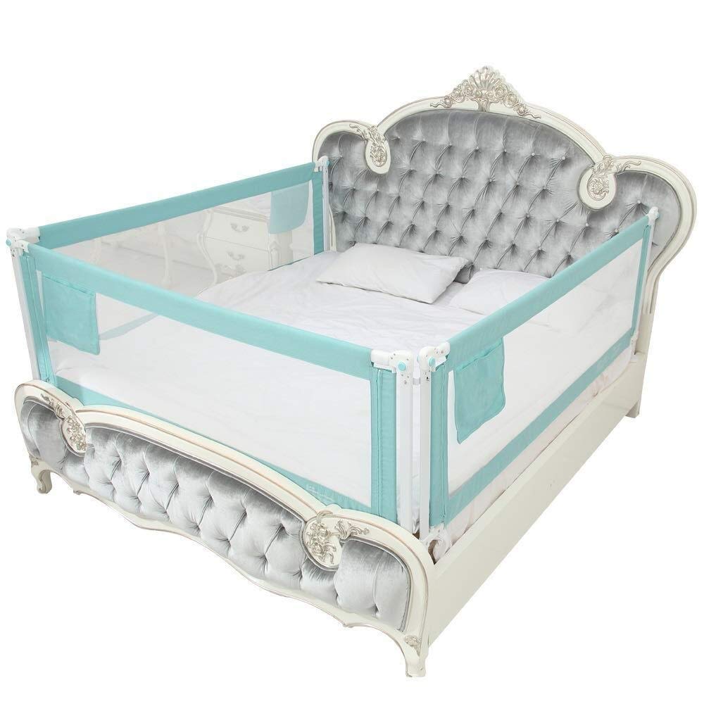 Stabiles Bettgitter, Babybettgitter, faltbares Baby-Sicherheitsgitter, hoch, für Kleinkinder/Kinder, grün, stabil und solide (1 Seite) Bettgitter (Größe: 180 cm)