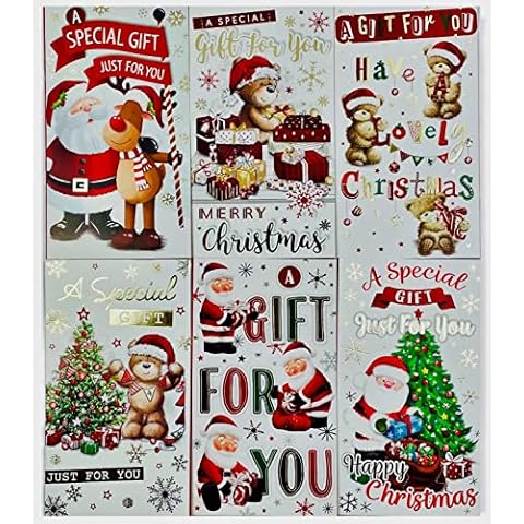 12 Assorted Cute Christmas Money Envelopes Gift Card Voucher Wallet Cover