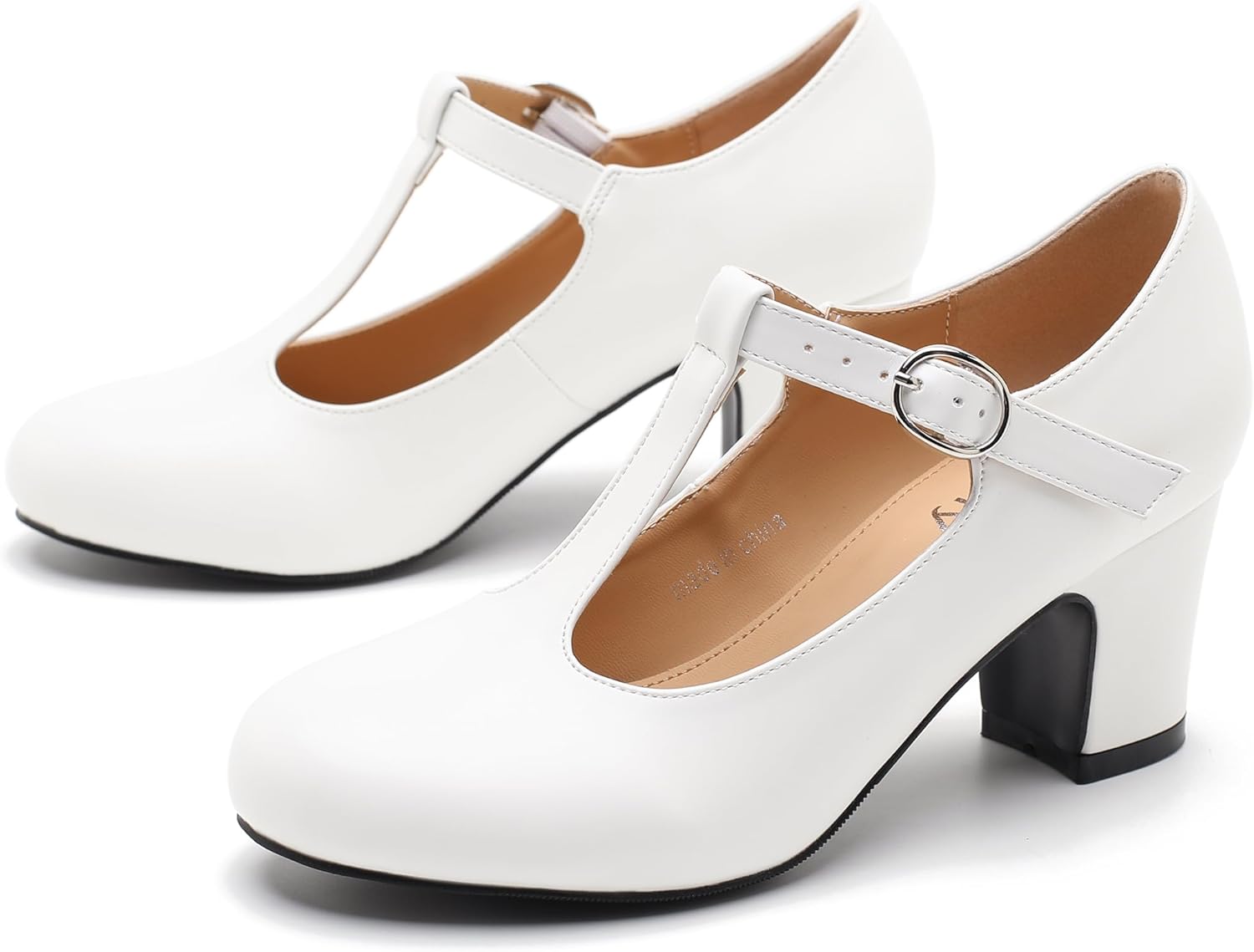 Women's T-Strap Mary Jane Pumps, 2.56 Inch Block Heel, Round Toe Dress Shoes - Image 7
