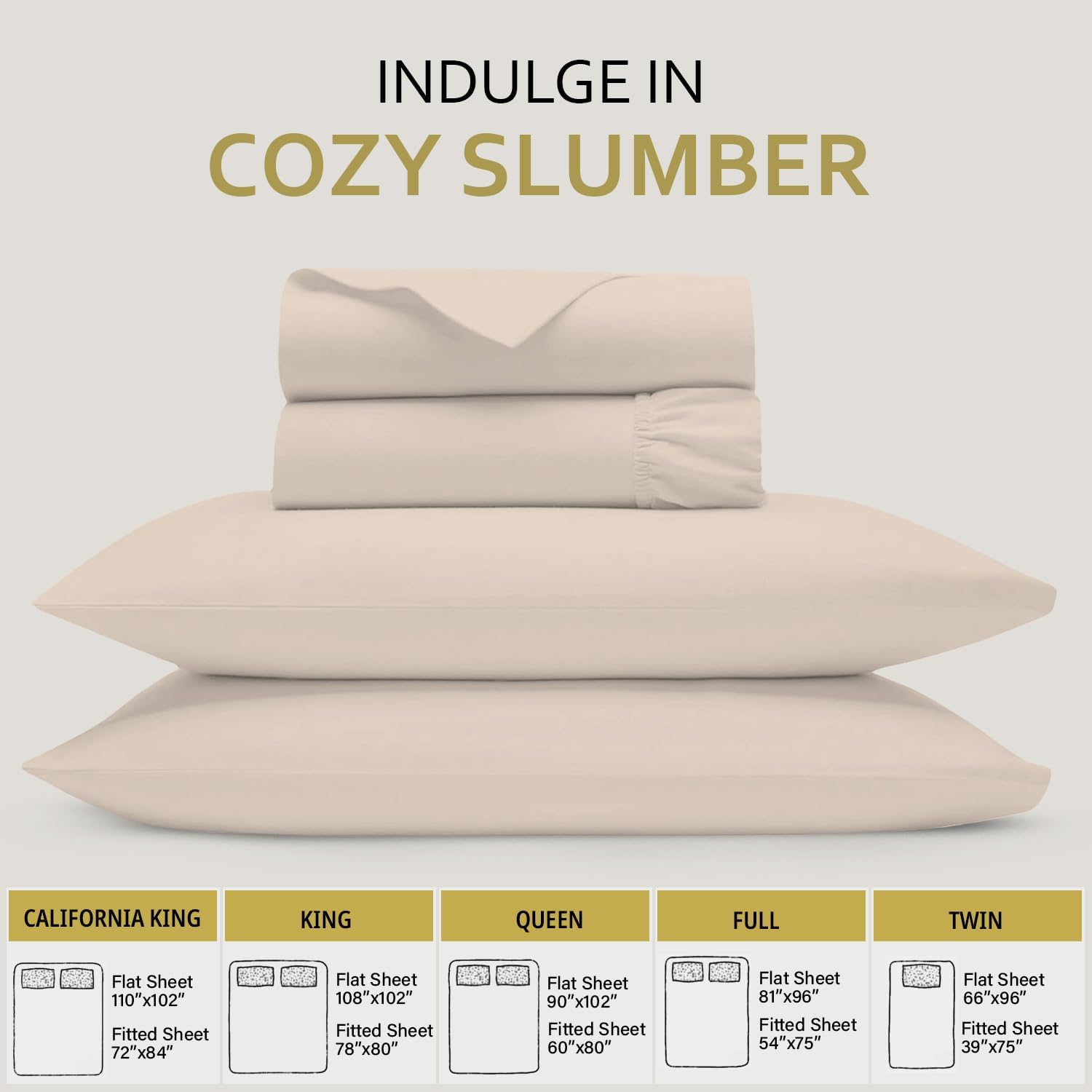 Marina Shades 100% Egyptian Cotton Twin Size Sheet Set High Thread Count Hotel Luxury Bed Sheets Breathable Cooling 4 Piece Bedding with 2 Pillow Cases 17 Inch Extra Deep Pocket Fitted Sheet Ivory