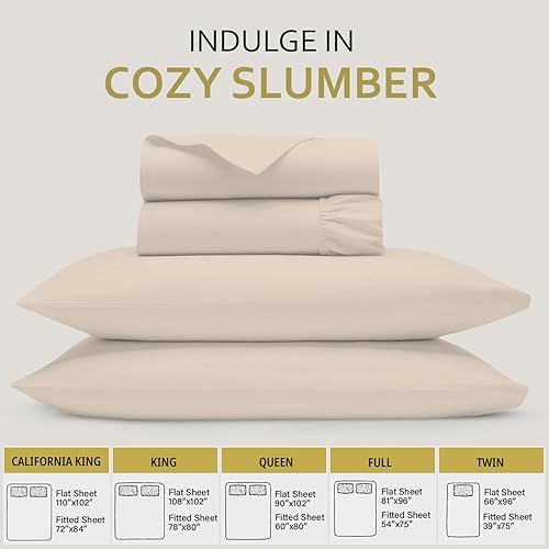 Miniatura 2 de Marina Shades Juego de sábanas 100% algodón egipcio, tamaño California King, color marfil, 4 piezas, 1000 hilos, súper suave, elástico,