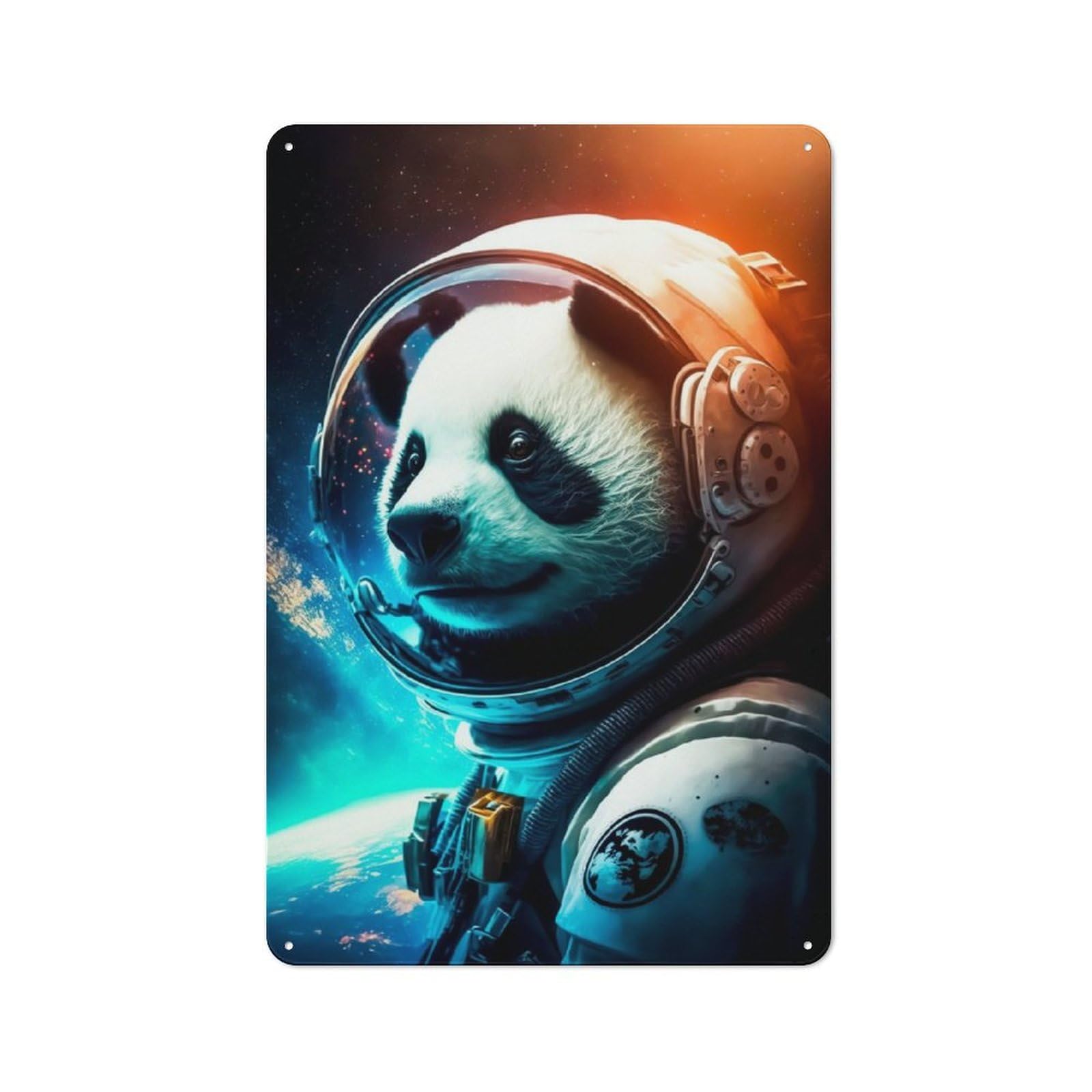 Junmoney Panda Blue Retro Metal Wall Sign 30X20cm For Guest Room Or Hallway, New-Space Wall Decor For Home Decor Collectors