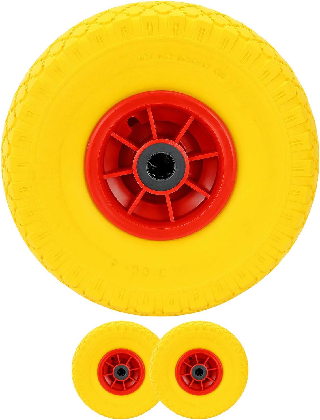 2 x 10" 3.00-4 Yellow Sack Truck Hand Trolley Cart Wheelbarrow Solid Rubber Wheel Tyre Tires 20mm