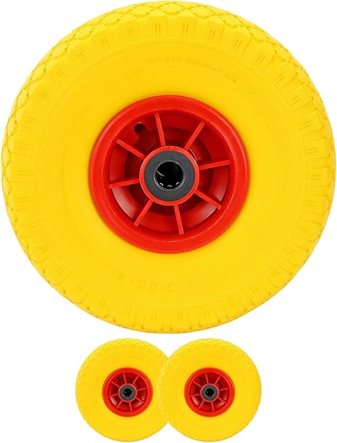 Bond Hardware® 2 x 10" 3.00-4 Yellow Sack Truck Hand Trolley Cart Wheelbarrow Solid Rubber Wheel Tyre Tires 20mm