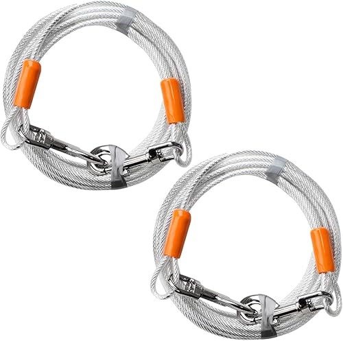 Vista 68 de BV Cable de amarre para perros de 25 pies – Cable resistente para perros de hasta 35 libras – Reflectante y libre de óxido con clips giratorios
