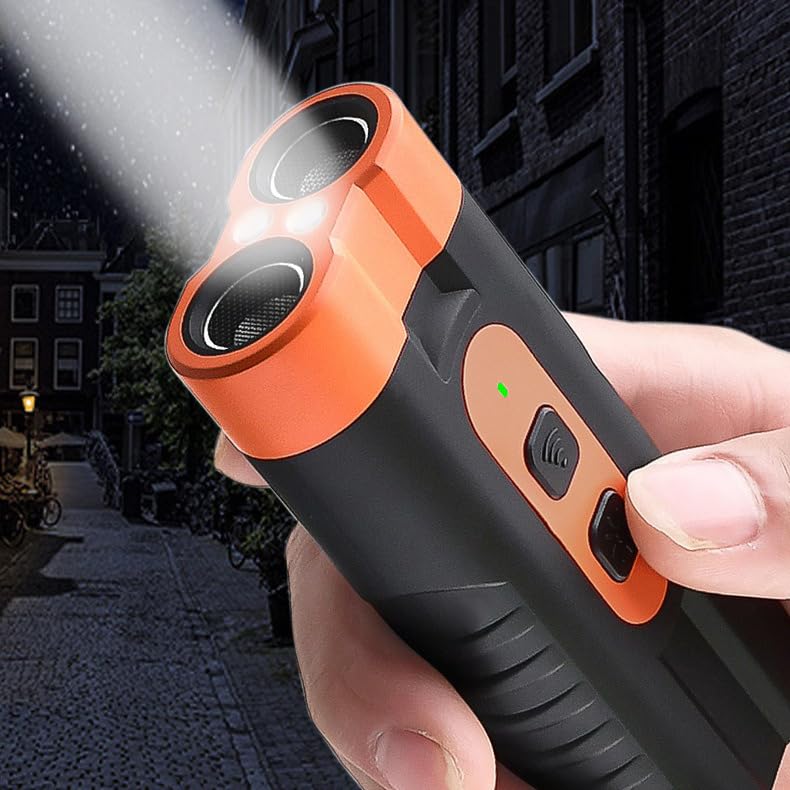 Ultraschall Hundeabwehr Gerät – Tragbarer Hundeschreck mit Dual-Ultraschall & LED-Taschenlampe, Wiederaufladbar für Draußen & Unterwegs