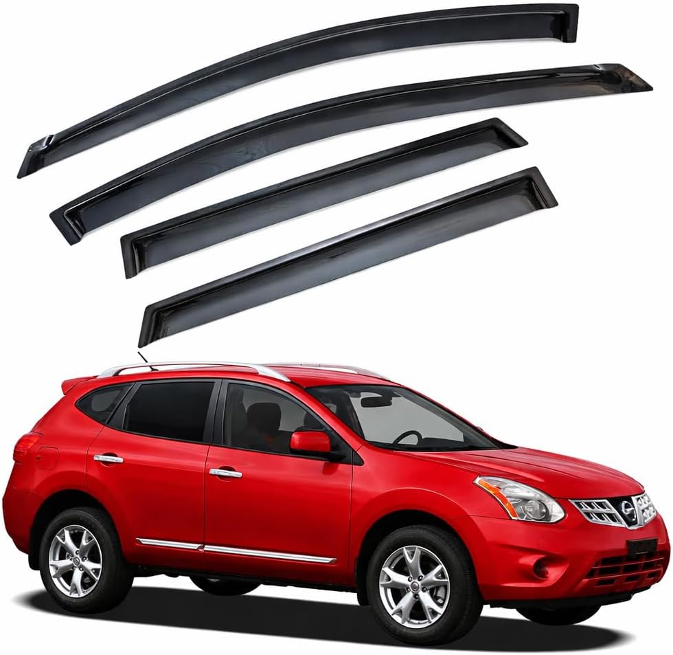S SIZVER Smoked Window Visors — Outside Mount for 2008-2013 Nissan Rogue