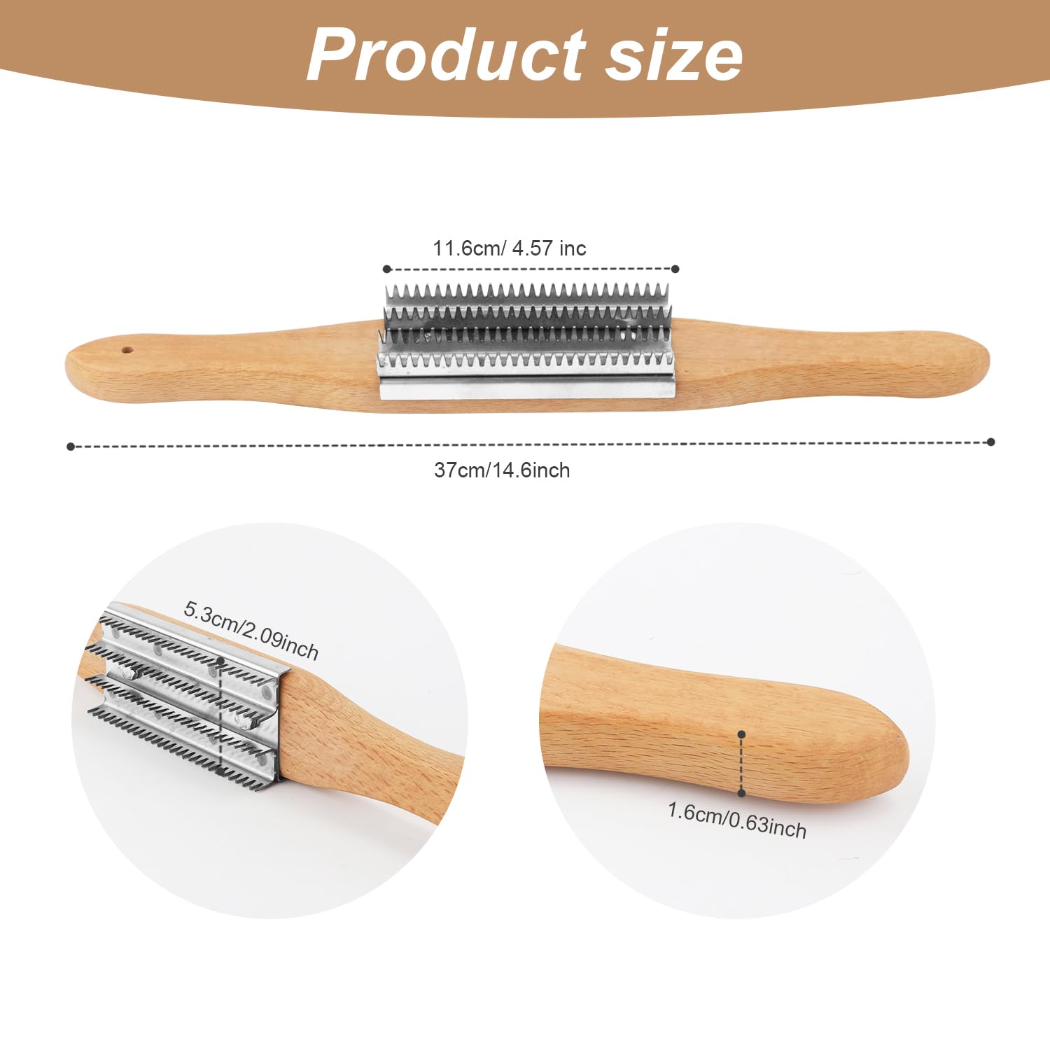 37cm Râteau à Roue de Polissage pour Nettoyage Composé avec Manche en Bois de Hêtre Solide, Accessoire de Polissage Essentiel pour le Polissage du Métal et la Surface de la Roue de Polissage