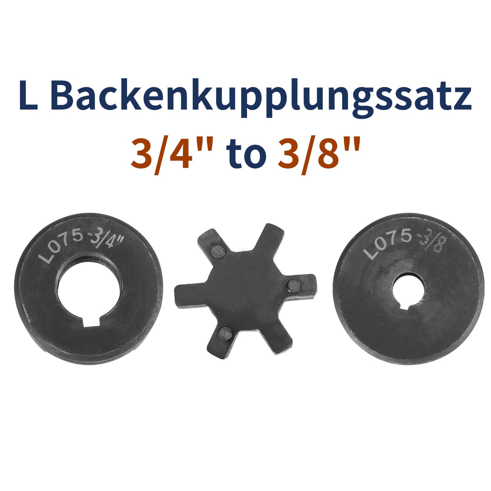 QUARKZMAN Ensemble de Coupleurs de Couplage à Mâchoires en L Flexibles 3 Pièces de 3/4" à 3/8" L075 et Buna-N NBR Araignée en Caoutchouc pour Équipement Hybride de Fendeuse de Bûches