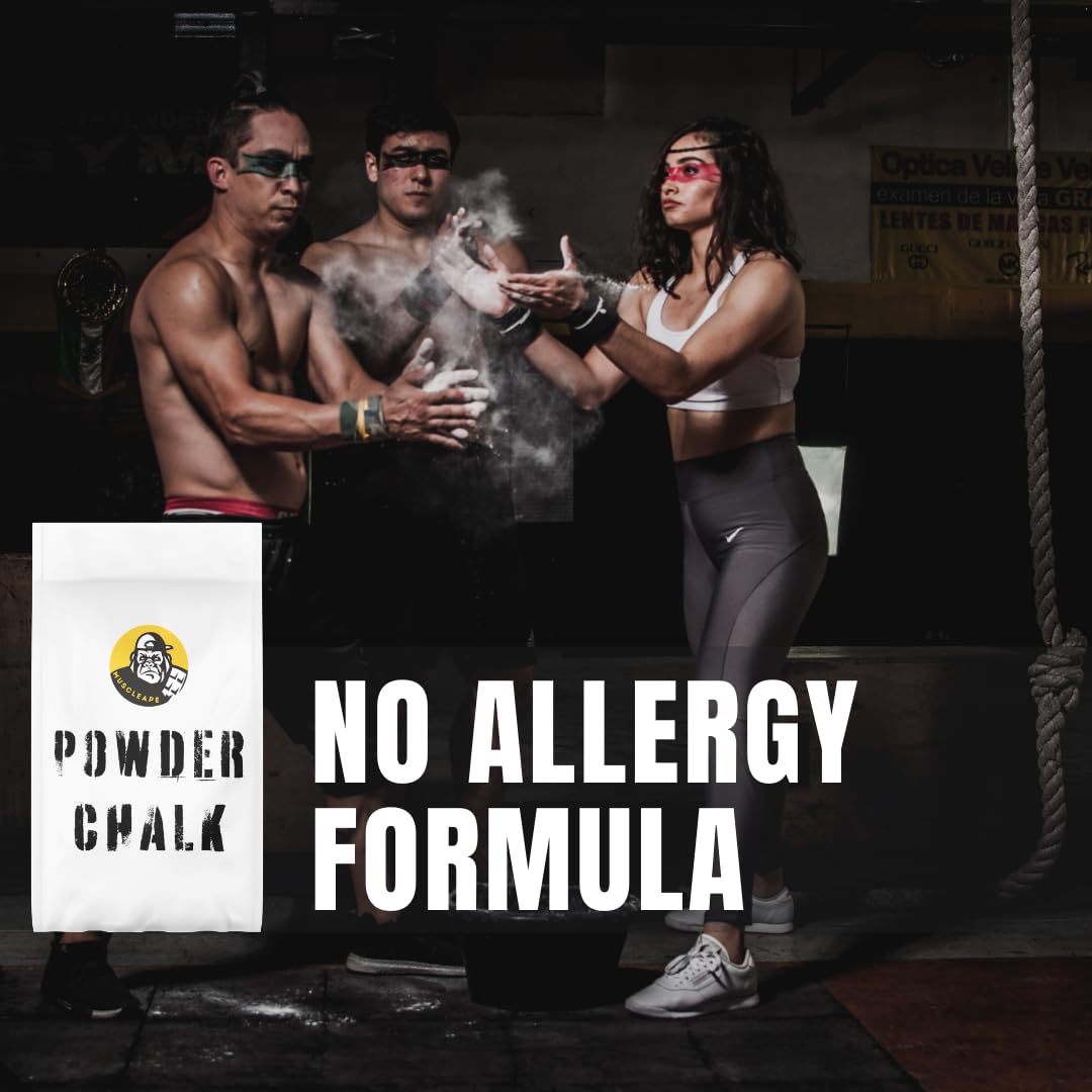 Muscleape Chalk Powder for Superior Grip. 1000gm Premium Non Dust Chalk for Weightlifting, Bodybuilding, Powerlifting, Calisthenics and Other Sports.Non Allergic. Makes Your Grip Dry & Strong. 3