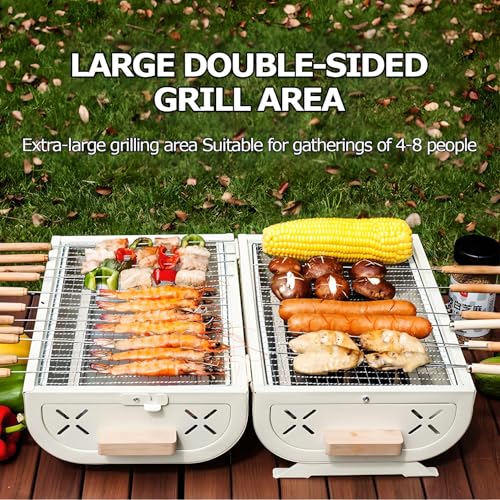 Przenośny grill - lekki i kompaktowy składany grill na świeżym powietrzu na kemping, festiwale i pikniki z funkcją dwustronną