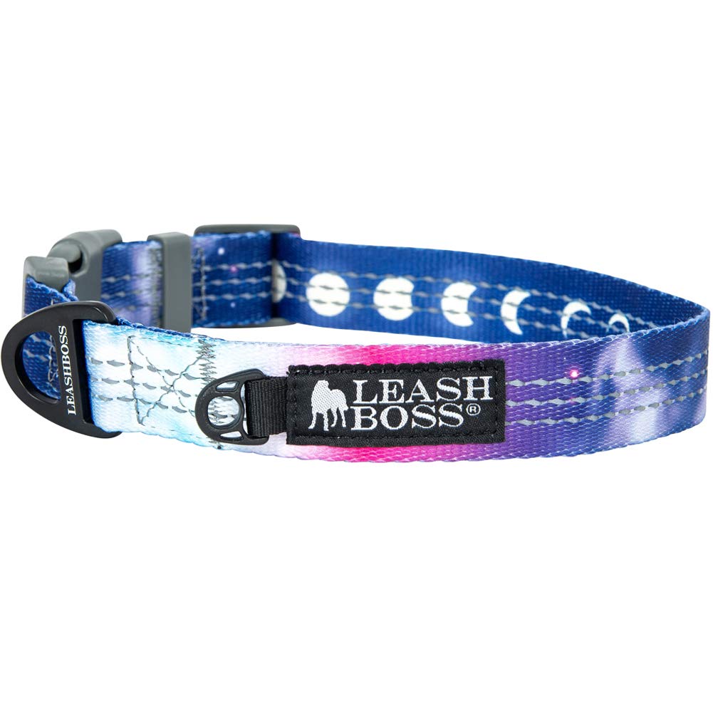 Leash Boss Patterned Reflective Dog Collar, Pattern Collection, Colorful Dog Collar with Triple Reflection Threads for Small, Medium and Large Dogs (