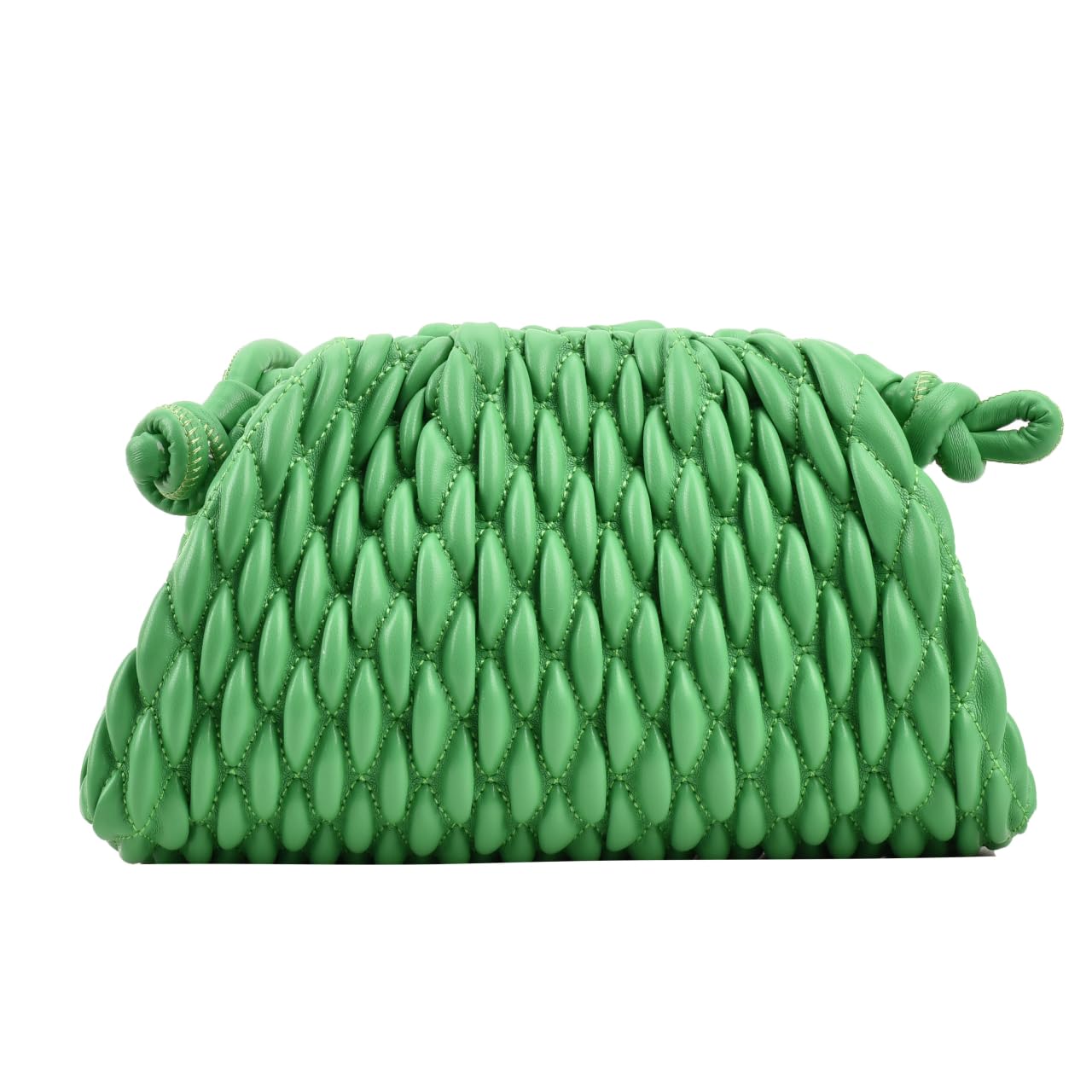 Crossbody Purse for Women Quilted Clutch Handbag Dumpling Bag Cloud Purse Ruched Bag Handmade Leather Hobo Bag Green