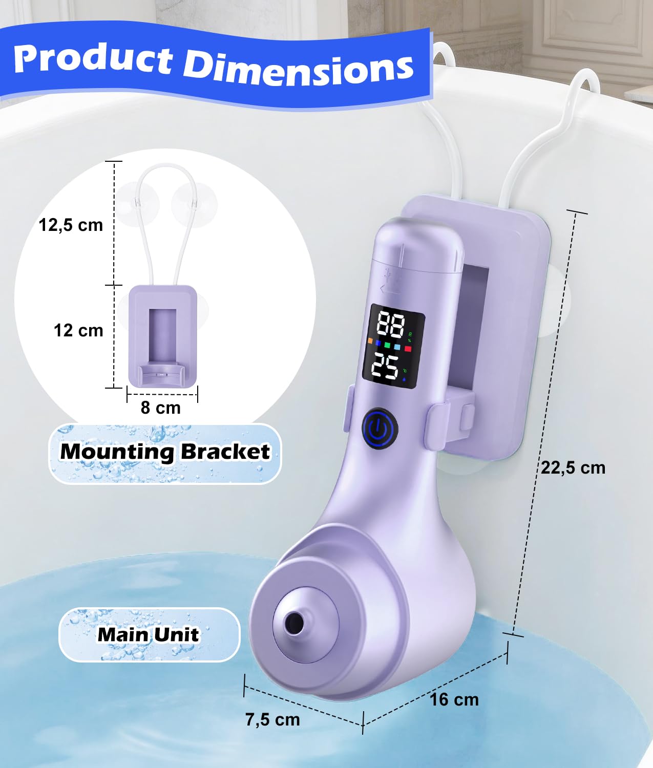 PAHTTO Spa de hidromasaje para bañera, accesorio portátil para bañera con 5 niveles de velocidad ajustables, chorros para bañera para un spa en casa y relajación (morado)