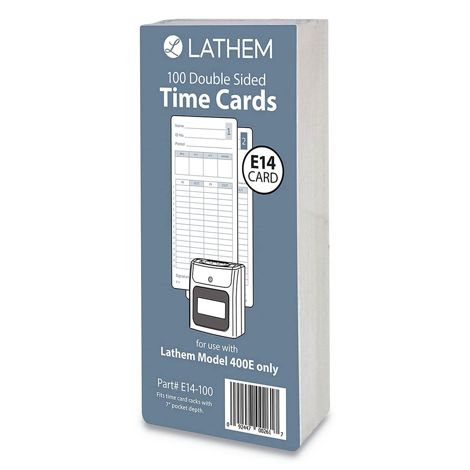 Lathem Model 400E Double Sided Time Cards - Double Sided Sheet - Blue Print Color - 100 / Pack