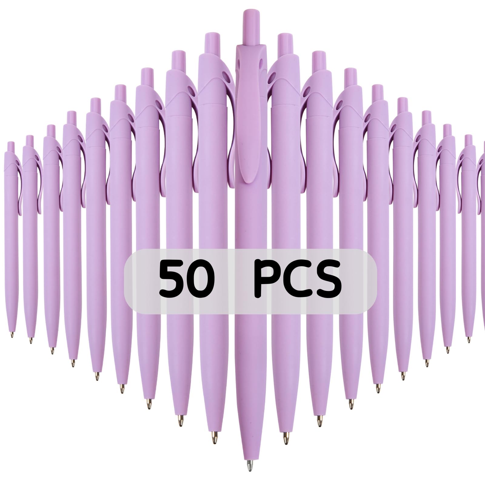 Wiaziert BallPoint Pens, 50 Pack (BLACK Ink), Bulk Pens, Purple Barrel,Click Pens for Office Home and School, Retractable Ballpoint Pens, Medium Point