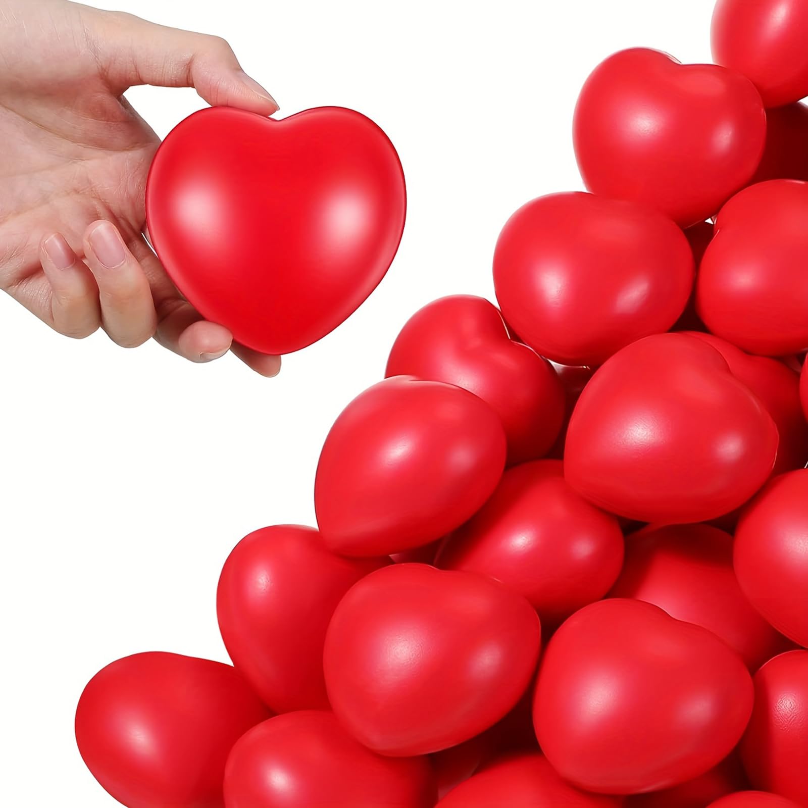 12pcs Heart Stress Balls Valentines Heart Squishy Hand Grip Foam Balls Stress Relief Toys for Kids Adults (Red, One Size)