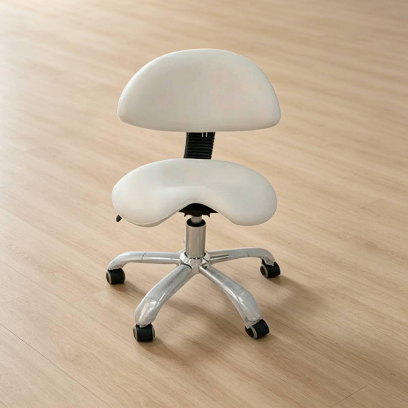 Chaise de Dentiste Qianly avec Dossier Assise Confortable Tabouret de Tatoueur Pivotant Siège Praticien Réglable Blanc