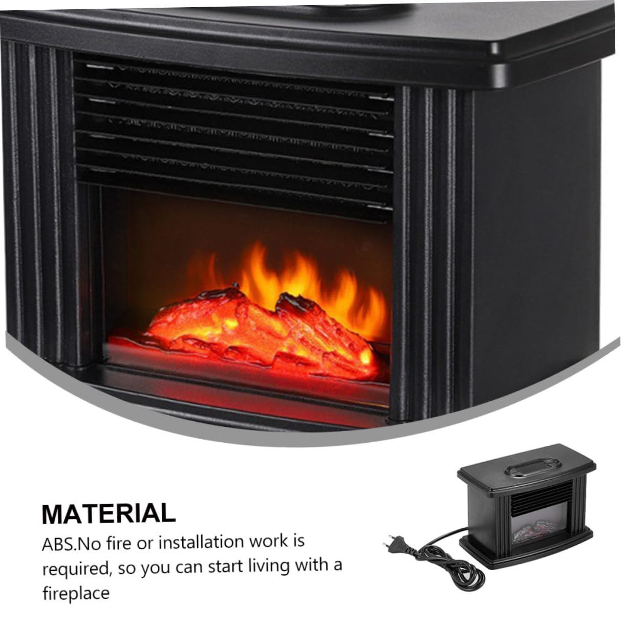 Stufa Elettrica con Effetto Fiamma Simulata Termoventilatore da Fiamma per Riscaldamento Silenzioso e Pulito Adatto per Appartamenti e Camper