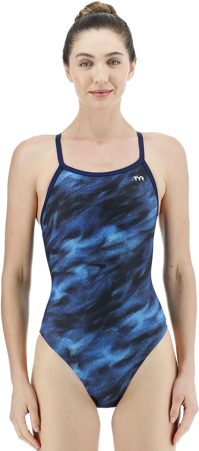 TYR Women's Durafast Elite Diamondfit Swimsuit, Blue/Soren, 30