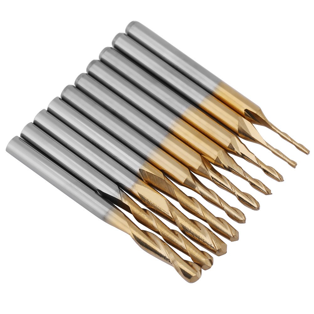 Frez Kulowy Tytanowy z Głowicą Kulową, Trzpień 3,175 mm, CNC, 1*4/1,5*6/2*8/2,5*12/3,175*12 mm, 10 Sztuk