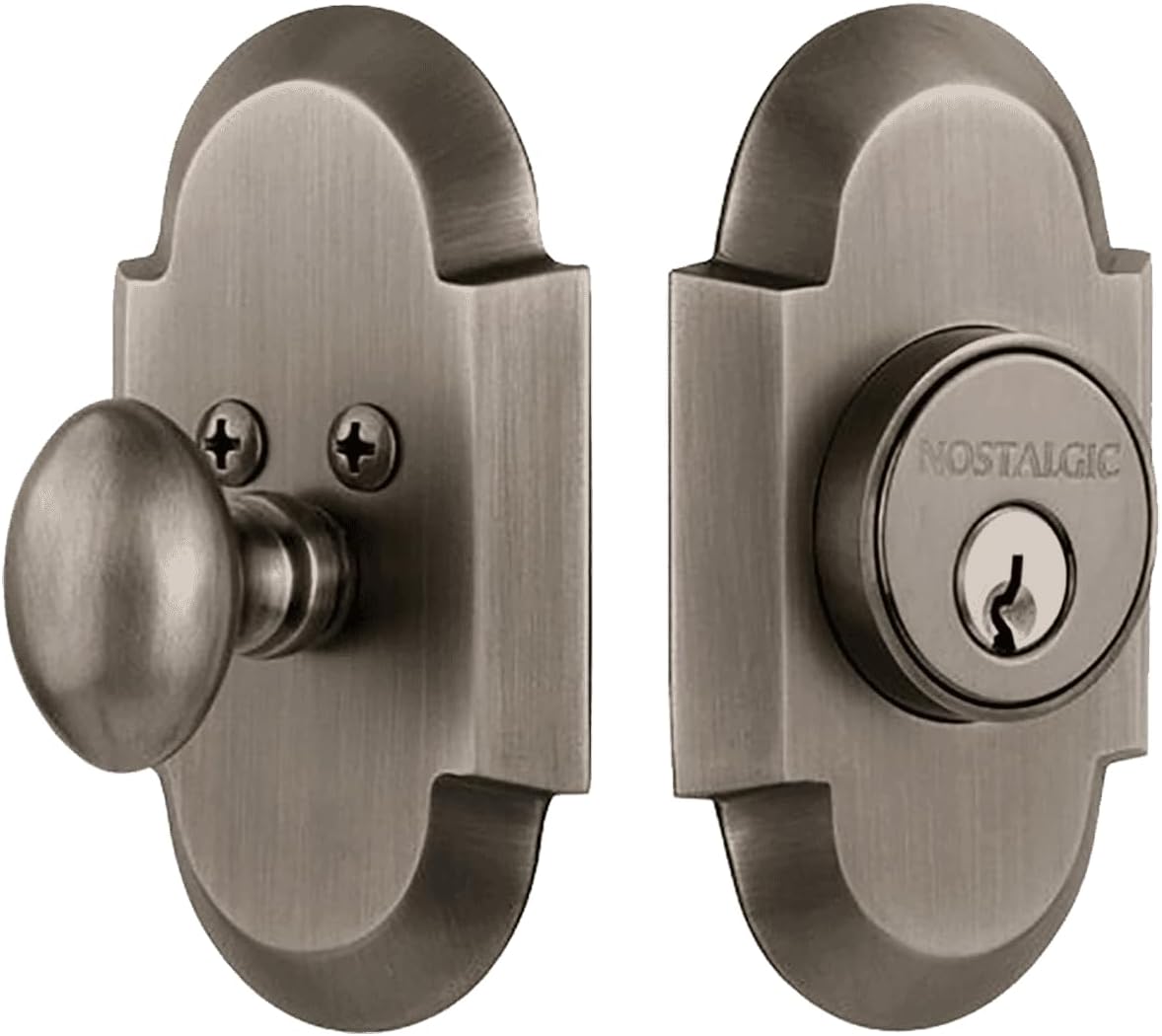Nostalgic Warehouse 713191 Cottage Plate Single Cylinder Deadbolt in Antique Pewter,