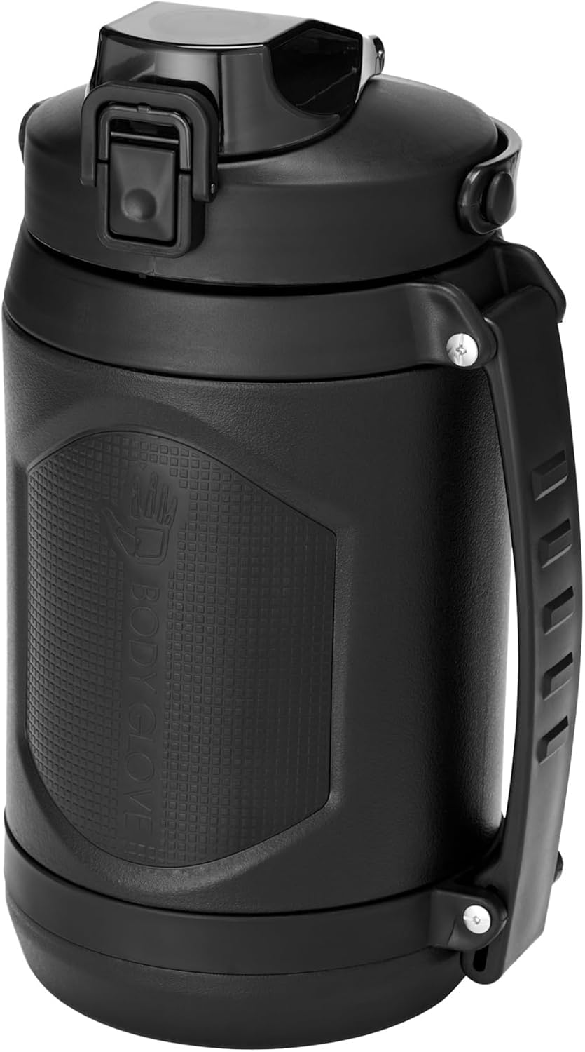 Body Glove 74oz Water Bottle with Straw, Leakproof BPA Free All Day Hydration Jug for Gym, Sports, Outdoors (BLACK/74oz)