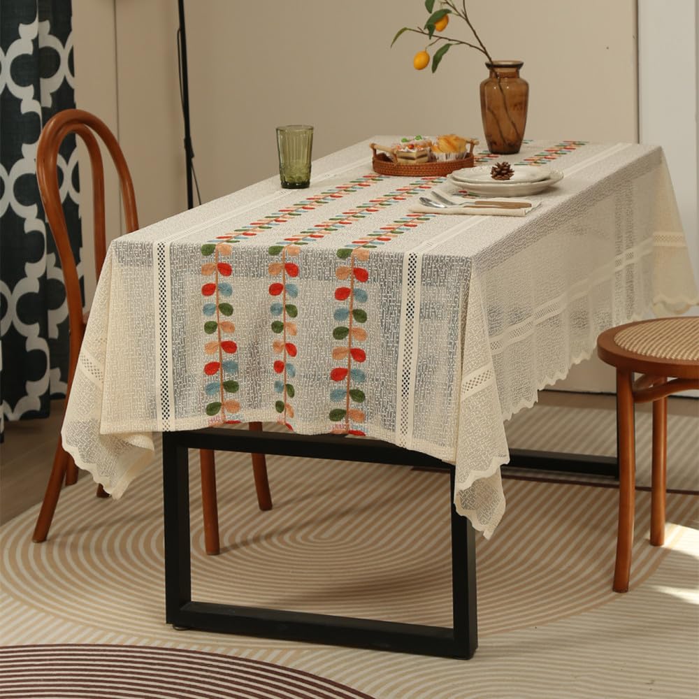 Nappe mariage rétro en lin et dentelle pour décoration de table de fête