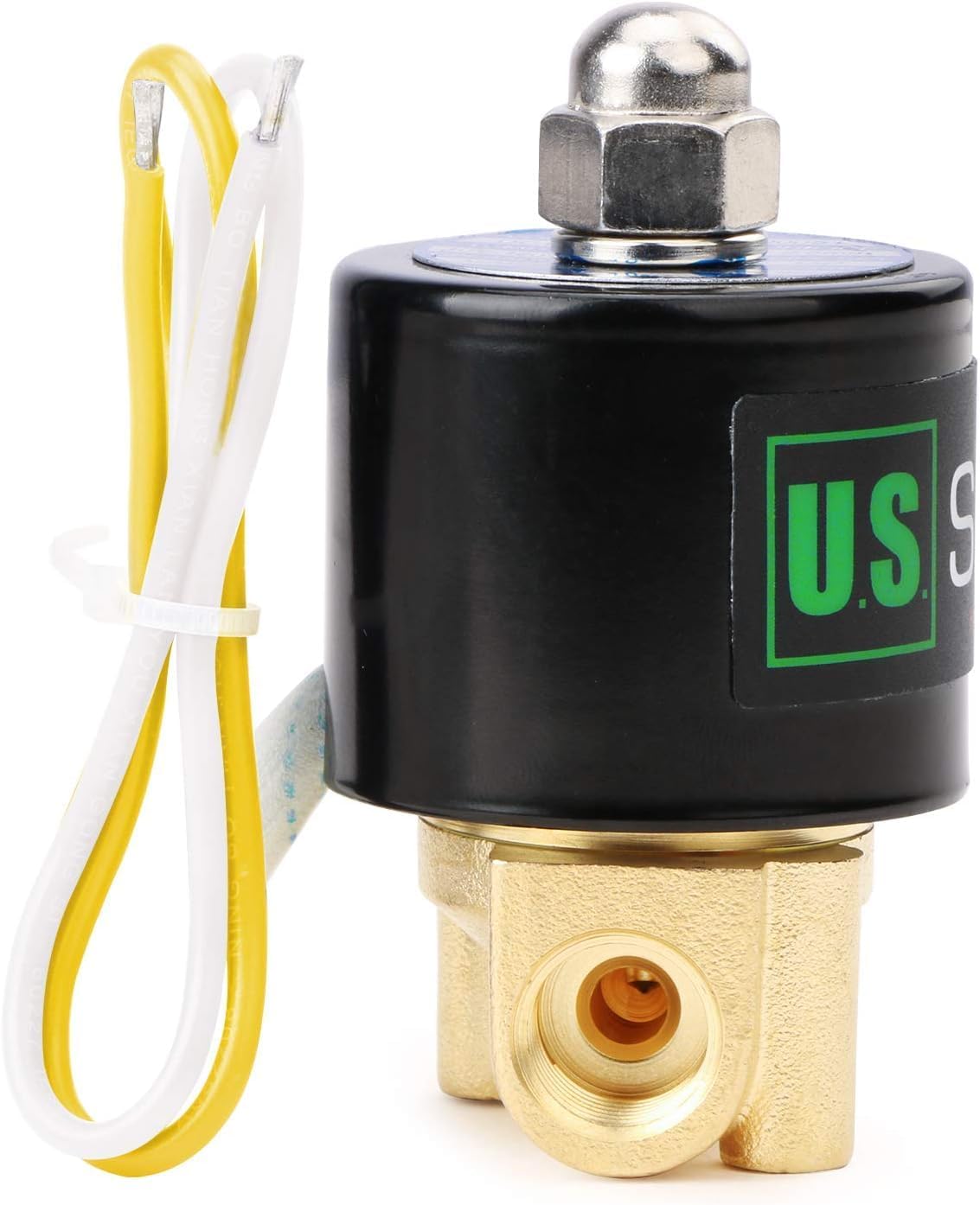 U.S. Solid 1/4" Brass Electric Solenoid Valve 110VAC Normally Closed VITON