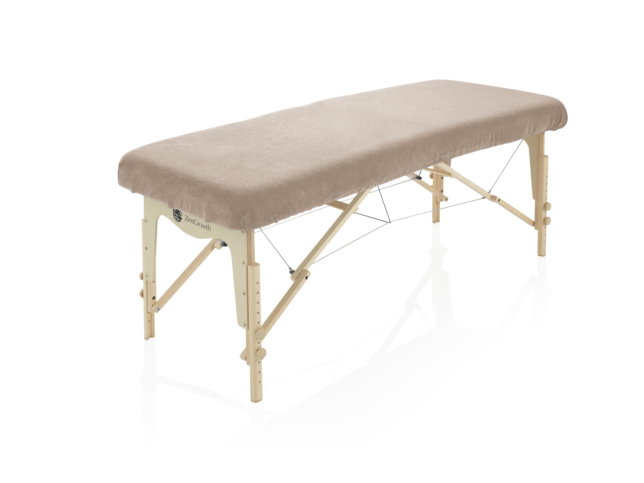 Housse pour Table de Massage sans Trou Visage Marron Clair | Oeko TEX 100 | 63cm x 71cm x 185cm - 192cm | pour Toutes Tables de Massage ou Traitement