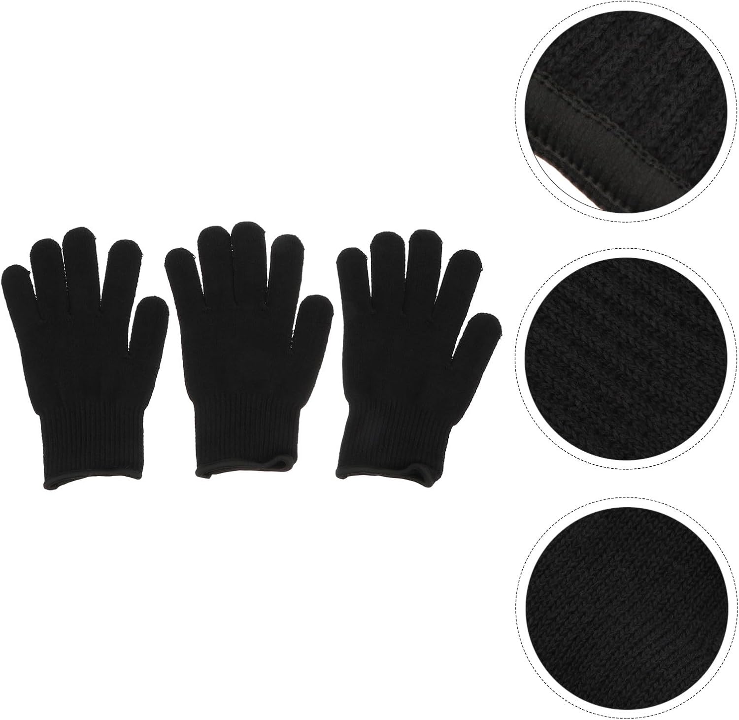 Heat Resistant Gloves 3pcs Black High Temperature Protective Mittens for Hair Styling Curling Irons and Straighteners, Heat Proof Gloves for Professional Barber Use