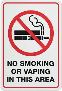 No Smoking Or Vaping Within In This Area Sign 12X8 inch Aluminum, Weatherproof for Offices, Schools, Hospitals & Public Spaces (Decorative)