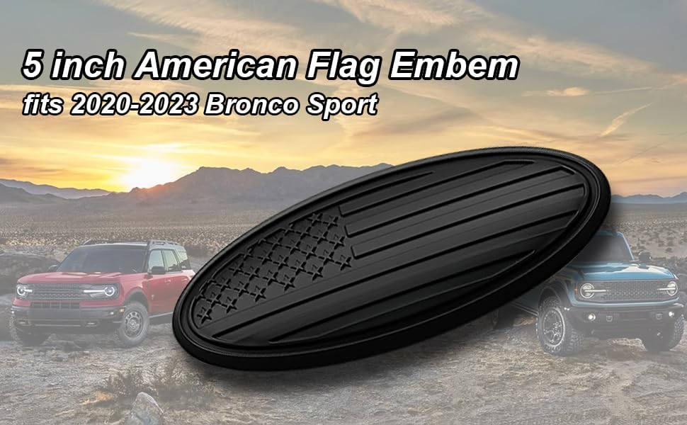 Miniatura 7 de CONGCONG Emblema de Ford Bronco, emblema ovalado de 5 pulgadas para portón trasero trasero ovalado de bandera negra estadounidense para Ford Bronco