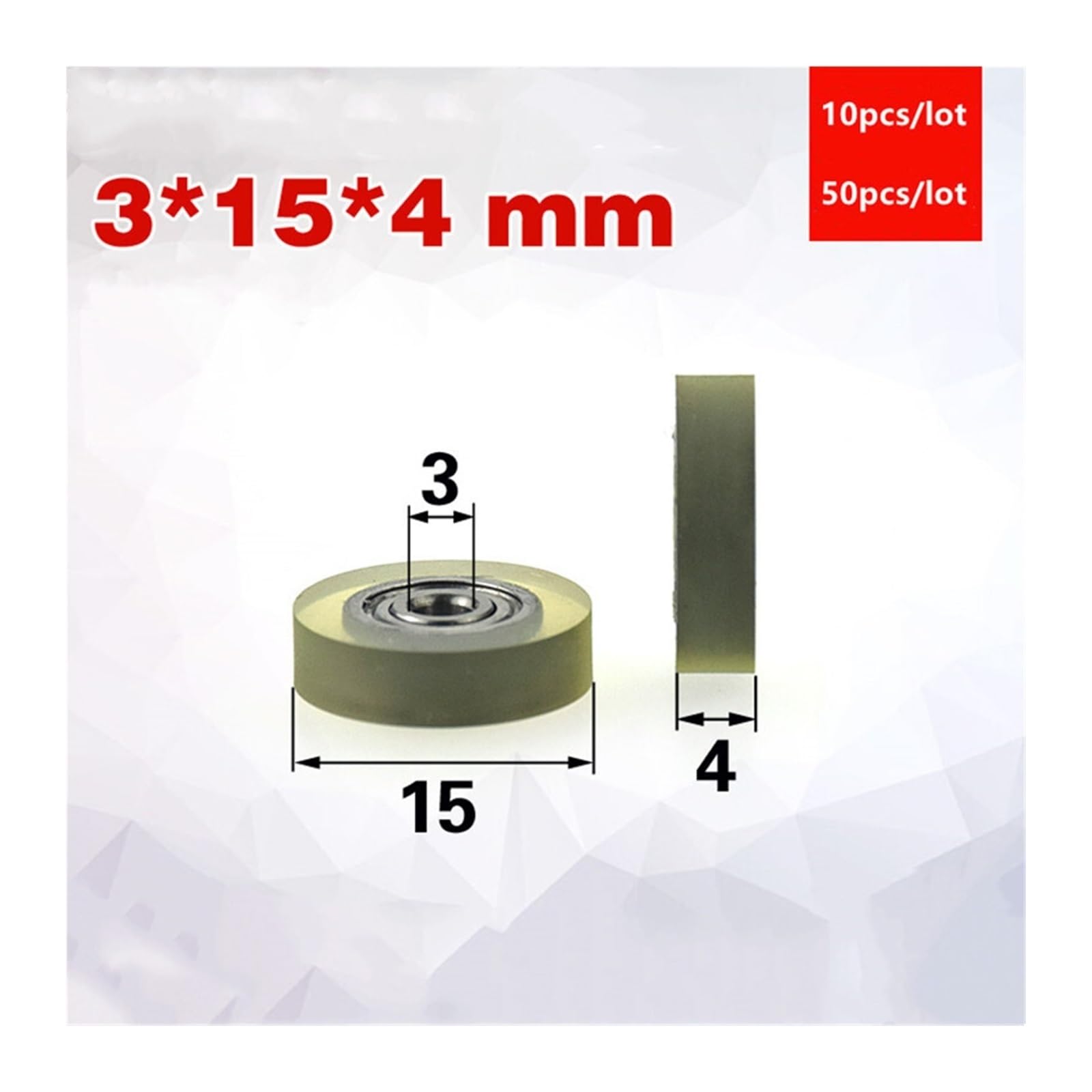 10/50 Sztuk PU62315-4 3 * 15 * 4mm 623ZZ Łożysko Z Miękkiej Gumy Przezroczyste Koło Pasowe 3x15x4 | 10pcs