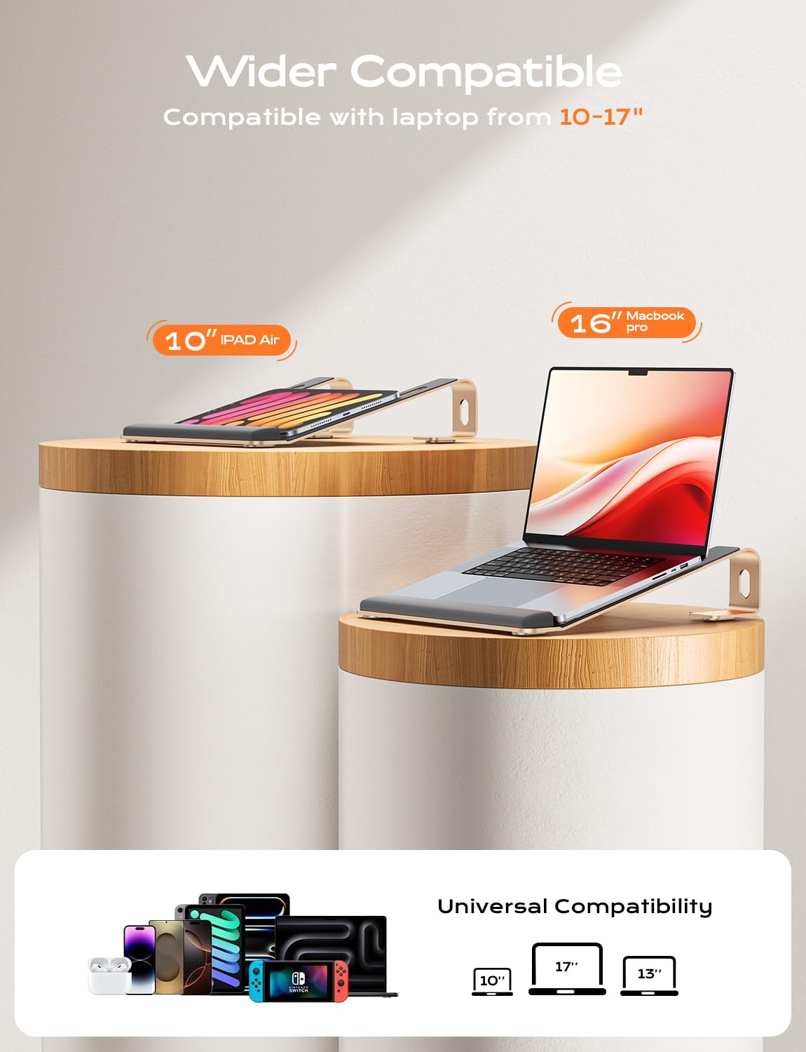 LOXP Soporte para computadora portátil con Soporte para muñeca, Elevador ergonómico Desmontable para Laptop, Soporte de Aluminio para MacBook, Soporte para Laptop con Almohadilla de muñeca, se Adapta