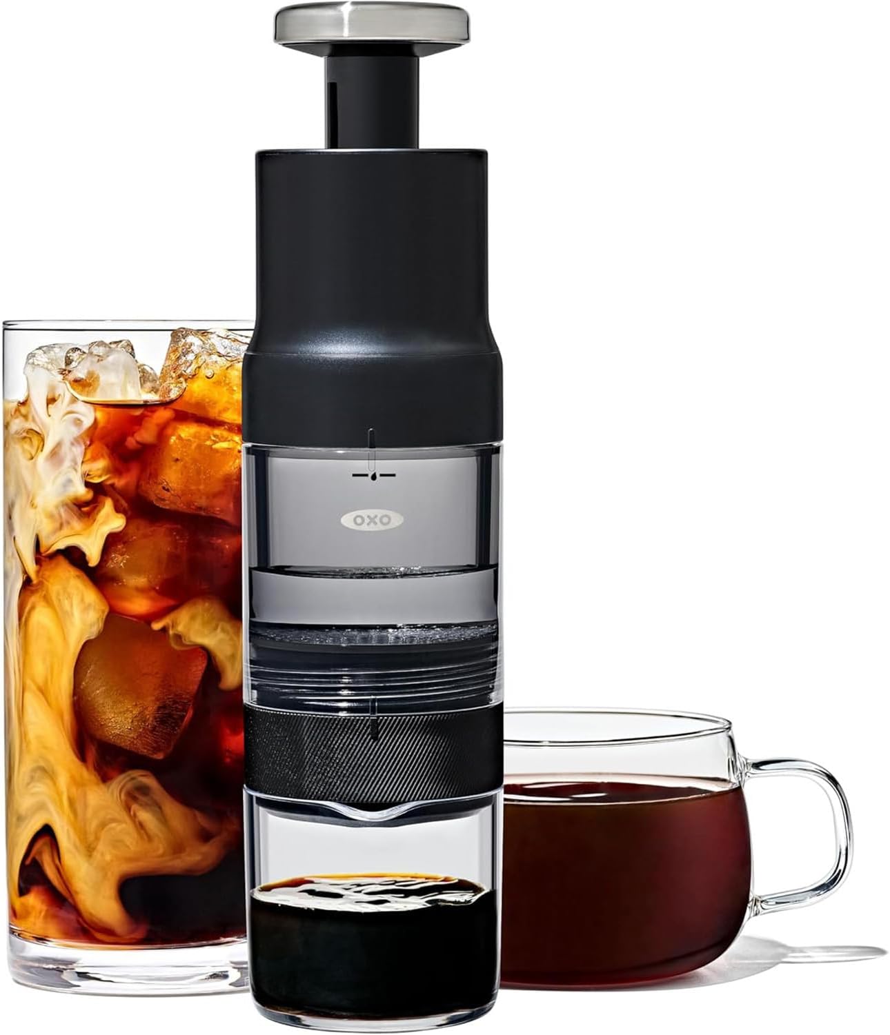 OXO Quick Concentrated Coffee Maker Cold Brew Coffee Bottle Lightweight Portable 5 Minute Brew 4 Cups at a Time