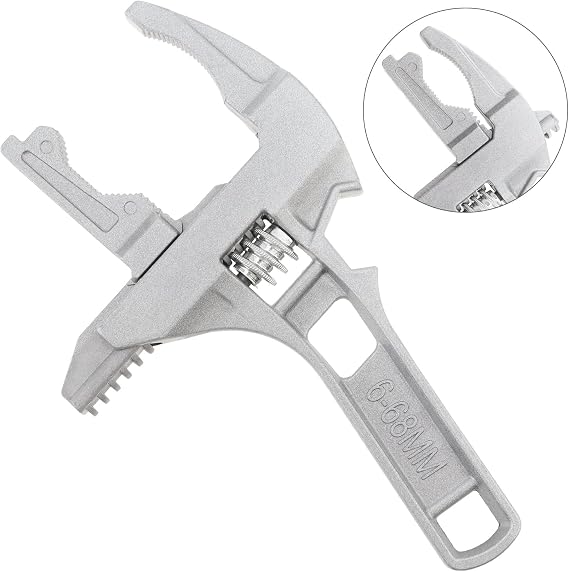 Stubby Adjustable Wrench, Large Opening Wrench Spanner, Aluminum Alloy Wide Jaw Spanner Repair Tool for Bathroom Washbasin Tube Plumbing Automotive